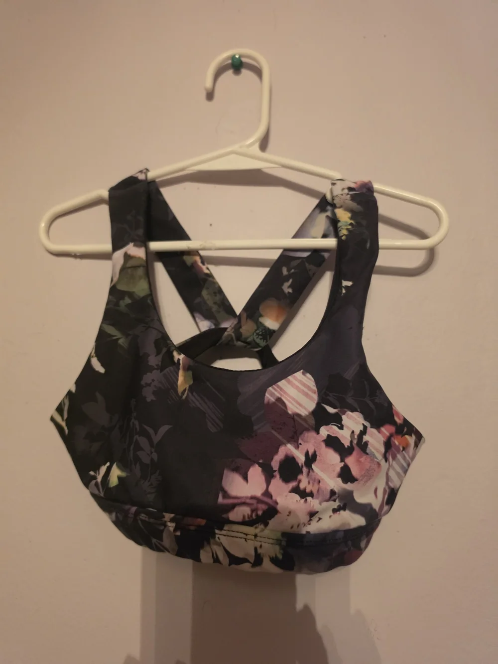 Old Navy Floral Crossback Sports Bra - Navy, Pink, Green